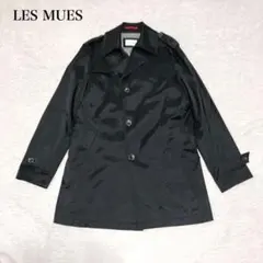 レミュー メンズ ステンカラーコート(L)ブラック 裏地付き シンプル オフィス