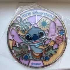 【新品未開封】ディズニー ステンドグラス　コースター パーク限定 スティッチ