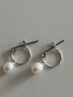 シルバーフープピアス あこや真珠
