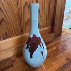 陶器 花瓶 辰砂釉