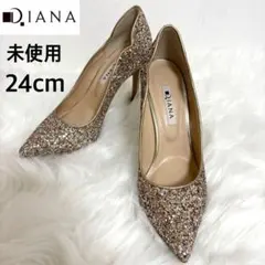 未使用★24cmダイアナ パンプス グリッターフラワーカット ポインテッドトゥ