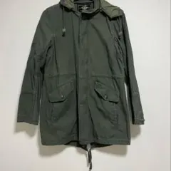 ヴィンテージスタイル オリーブグリーン フード付きモッズコート