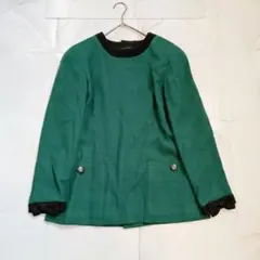 レトロ VIVIDLADY 長袖チュニック グリーン Mサイズ 袖口リボンのサムネイル