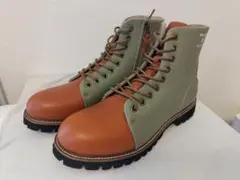 本革エンジニアブーツ カーキ×ブラウン 25㎝～26㎝新品　厚底