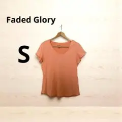 Faded Glory オレンジ Vネック 半袖TシャツS/M