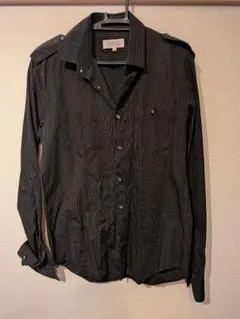 【美品】定価1.2万円 ヒロミチナカノ ストライプシャツ ブラック