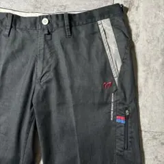 상태좋음 マスターバニーエディション ゴルフパンツ チェック切替 シルク混 黒 5