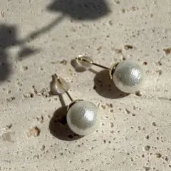 8mmコットンパールのシンプルピアス