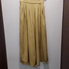 花柄刺繍 イエロー ワイドパンツ