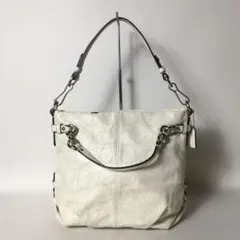 2508-297｜コーチ シグネチャー ショルダーバッグ レザー ホワイト
