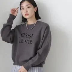 NATURAL BEAUTY BASIC ジャガードロゴニット チャコールグレー