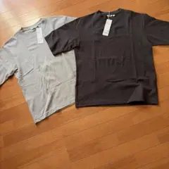 UNIQLO U エアリズムコットンオーバーサイズボーダークルーネックT 5分袖