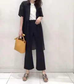 美品✨【GU】フレアパンツZ スラックス　美脚効果　さらさら　ブラック　XL
