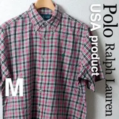 Ralph Lauren ラルフローレン 半袖 ボタンダウン チェックシャツ 赤