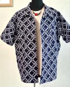 浴衣 リップル生地 アロハシャツ シャツ リメイク ハンドメイド - メルカリ
