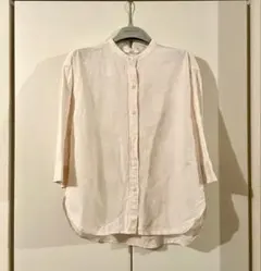 ユニクロ　リネンブレンドバンドカラーシャツ/7分袖