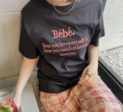 Bébé ロゴ刺繍 半袖Tシャツ ブラック