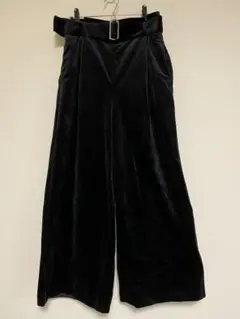 GU ベルベット ワイドパンツ ブラック ベルト付き XLサイズ