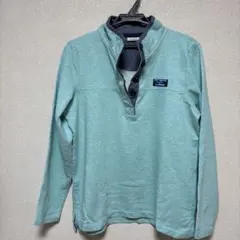 LLBean ミントグリーン ボタン付きハーフジップポロシャツ