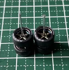 カスタムホイール　タイヤ　パーツ　1/64 深リム　5本スポーク　湾岸メッキ