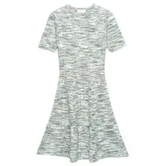 eimy istoire ハーフスリーブフレアーツイードニットワンピース