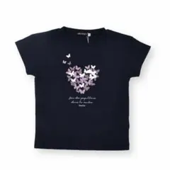 BeBe べべ　100 コットン バタフライ プリント ハート 半袖 Tシャツ