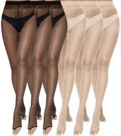 透け感ストッキング 2足セットブラック ベージュ