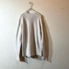 ユニクロ ミドルゲージモックネックセーター M 長袖 ベージュ シンプル
