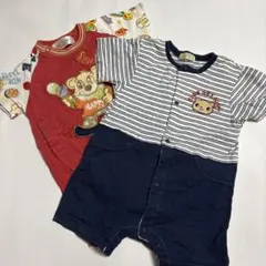 レトロ クマさん ロンパース 2枚セット 80 まとめ売り 男の子 女の子 半袖