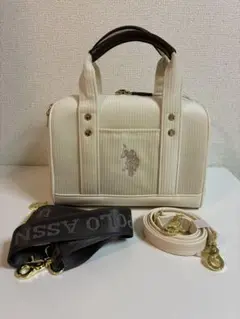 U.S. POLO ASSN. ホワイト ミニボストン ショルダーバッグ