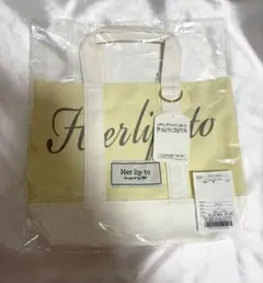 herlipto ハリプ　キャンバス トート ミニトートバック 新宿 white herlipto ミニトートバッグ ホワイト 新宿ルミネ限定 - メルカリ