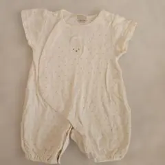 petit main ウサギ刺繍ロンパース