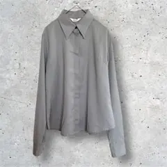 WAW グレー　比翼仕立てブラウス　シャツ　シンプル　ベーシック　長袖　M
