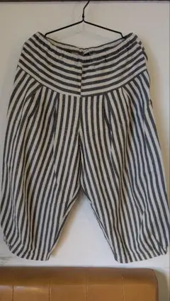 ストライプ ワイドパンツ ゴムウエスト