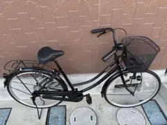 新品同様】シティサイクル バスケット付きバーガンディ色【引き取り