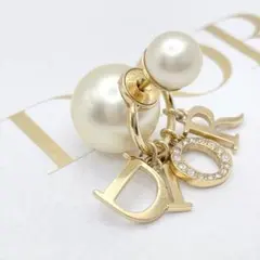 Christian Dior ピアス　トライバル　パール　ストーン　ゴールド