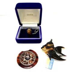 Y3482-11 本鼈甲 ブローチ・ピン等 アクセサリー3点