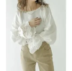 mystic ミスティック 袖口レースフリルブラウス