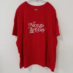 オールドネイビー 半袖Ｔシャツ クルーネック ロゴプリント 4X 赤 綿 街着