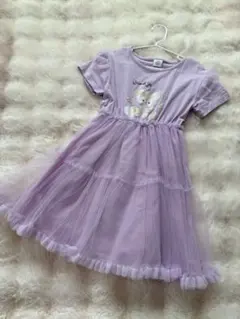 チュールワンピース 120 パープル 半袖 リーナベル風 女の子 夏服 発表会