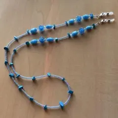 【値下げしました】ブルーのガラスビーズとターコイズのグラスコード