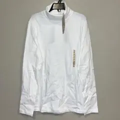 新品タグ付、無印、白タートルネック　オーガニックコットンストレッチ長袖Tシャツ