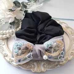 ⭐3075⭐❣️大人可愛い華やかアクセ❣️オリジナル✴インド刺繍リボンシュシュ
