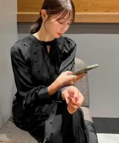 KOBE LETTUCE 莉歩さんコラボ サイドスリットバックリボンワンピース