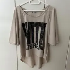 Candy Can ロゴプリント 半袖トップス ベージュ