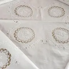 白糸刺繍 タティングレース リネンクロス ヴィンテージ - メルカリ