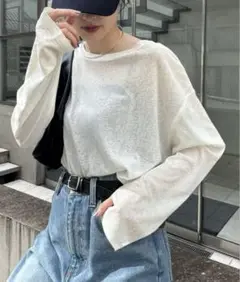 チャオパニックティピー　サイドスリットシアートップス　ホワイト　サイズF