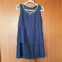 お呼ばれパーティドレス パール付き 結婚式や二次会に！