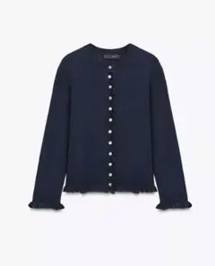 ZARA フリルトリムニットカーディガン