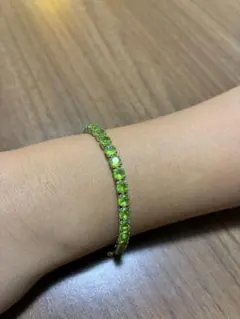グリーンストーン テニスブレスレット スライド式